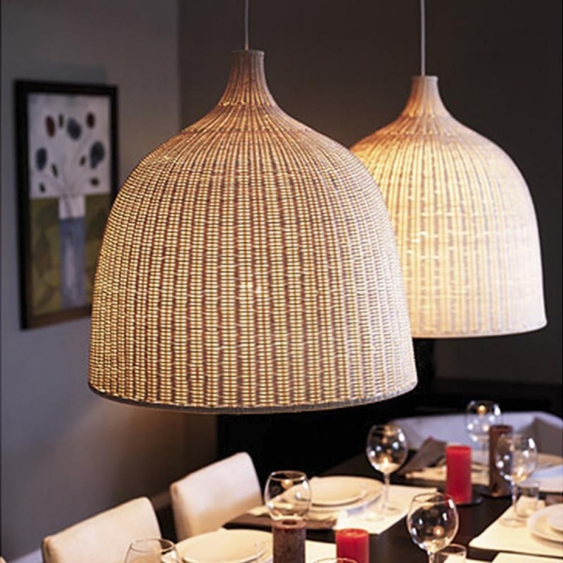 Wicker hanging store light